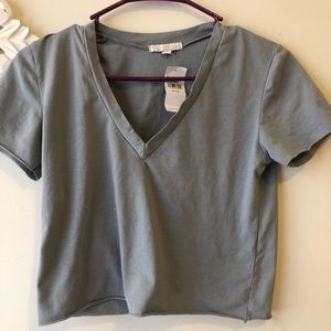 Two cropped vneck “don’t ask why” T-shirts